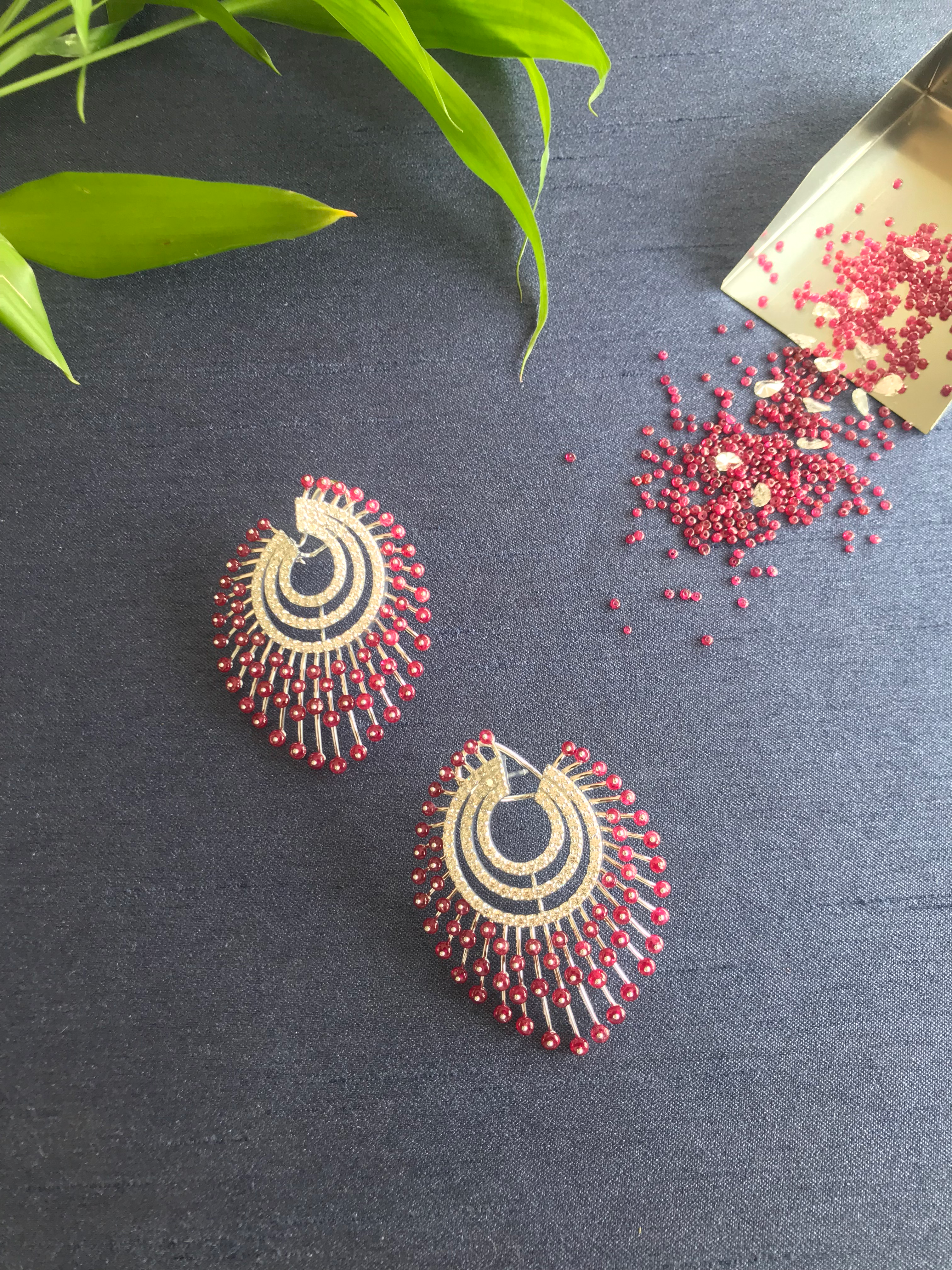 Ruby Peacock Earrings