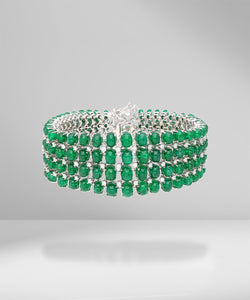 Regal Emerald Beads & Diamonds Bracelet
