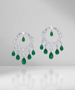 Load image into Gallery viewer, Mughal Inspired Diamond and Emerald Drop Earrings
