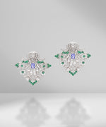 Load image into Gallery viewer, Tanzanite, Emerald, Diamond Earring
