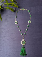 Load image into Gallery viewer, Emerald Beads &amp; Diamond Tassel

