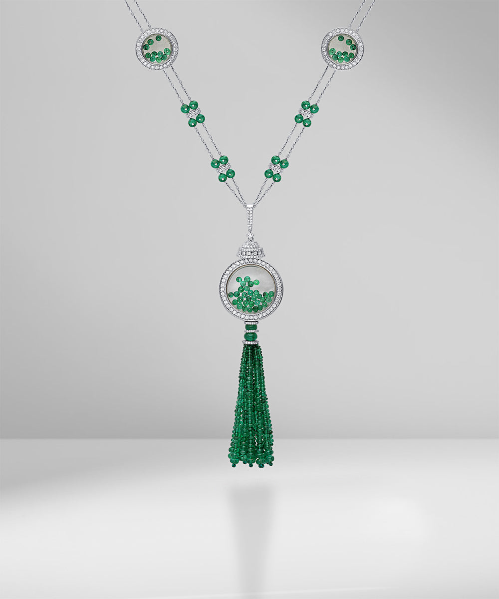 Emerald Beads & Diamond Tassel