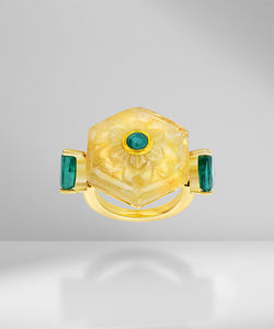 Yellow Sapphire and Emerald Ring