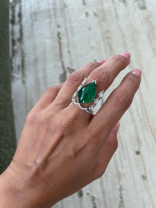 Leaf cut Cabochon Emerald Ring
