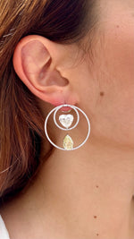Load image into Gallery viewer, Yellow and White Diamond Earrings

