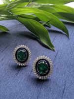 Load image into Gallery viewer, Emerald Cabochon with Diamonds and Enamel
