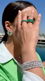 Load image into Gallery viewer, Cushion Emeralds and Rosecut Diamond Earrings
