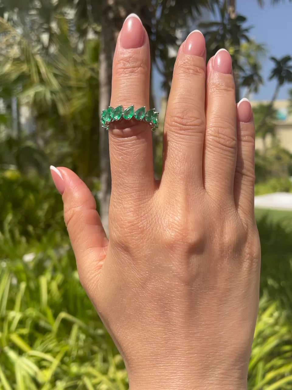 0.20ct Pear Emerald Eternity Ring