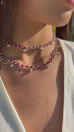 Load and play video in Gallery viewer, Round rubies with marquise diamond choker
