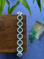 Load image into Gallery viewer, Floating Emeralds &amp; Diamond Bracelet
