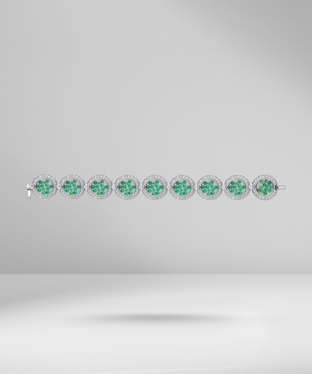 Floating Emeralds & Diamond Bracelet