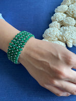 Load image into Gallery viewer, Regal Emerald Beads &amp; Diamonds Bracelet
