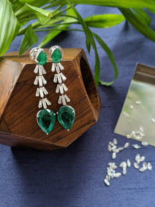 Emerald & Diamond Long Earrings