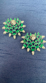 Load image into Gallery viewer, Diamond &amp; Emerald Statement Earrings
