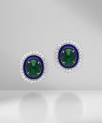 Load image into Gallery viewer, Emerald Cabochon with Diamonds and Enamel
