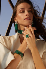 Load image into Gallery viewer, Diamond &amp; Emerald Statement Earrings
