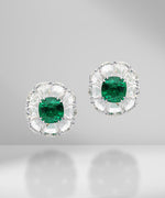 Load image into Gallery viewer, Emerald Studs with Rose Cut Diamonds
