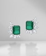 Load image into Gallery viewer, Emerald and Diamond Earring
