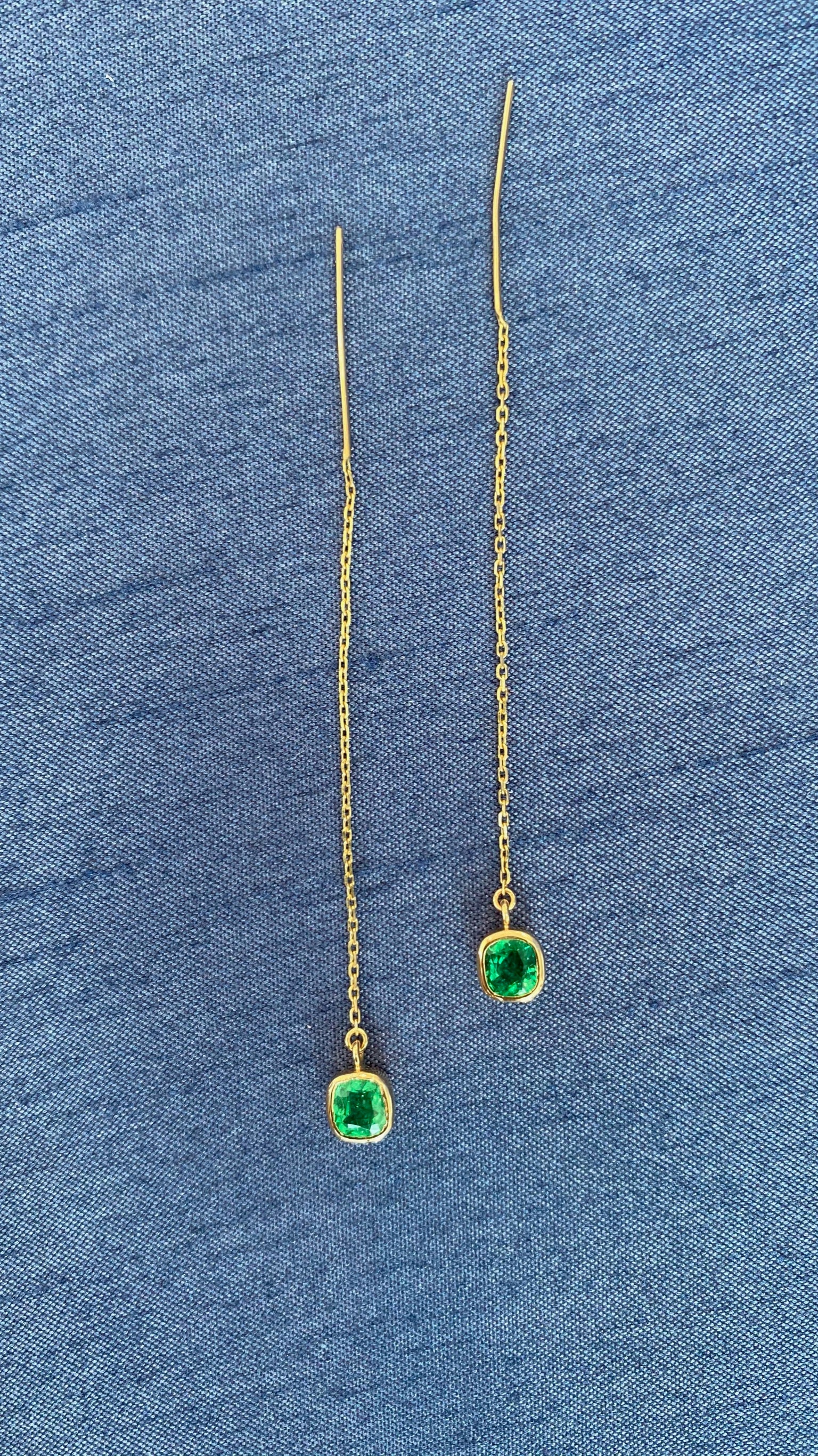 Cushion Emerald Earrings