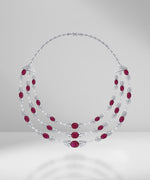 Load image into Gallery viewer, Regal Ruby &amp; Diamond Three Line Necklace
