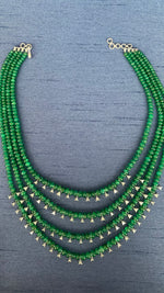 Load image into Gallery viewer, Four Line Emerald Bead &amp; Diamond Dome Necklace
