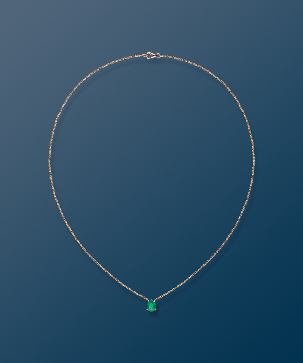 Emerald Pear Rose Gold Necklace