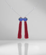 Load image into Gallery viewer, Ruby Beads, Tanzanite Beads &amp; Diamond Tassel Necklace
