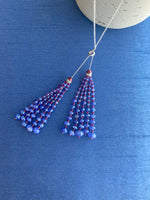 Load image into Gallery viewer, Ruby Beads, Tanzanite Beads &amp; Diamond Tassel Enamel Necklace
