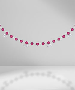 Round rubies with marquise diamond choker
