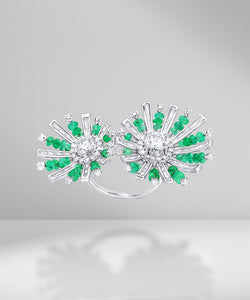 Floral Diamond & Emerald Ring