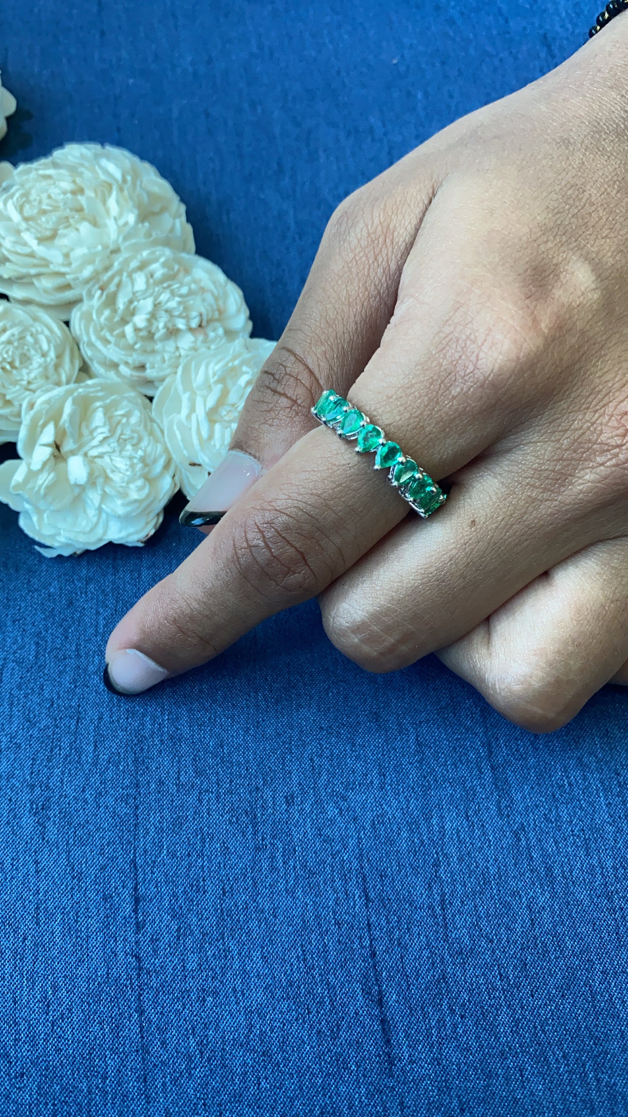 0.10ct Pear Shape Emerald Ring