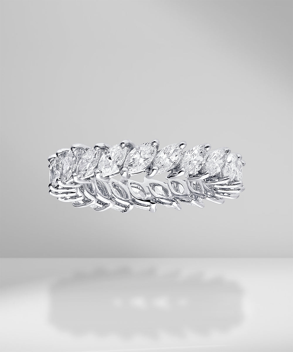 Half Eternity 0.35ct Marquise Diamond Ring 18K White Gold - Abingdon |  Angelic Diamonds