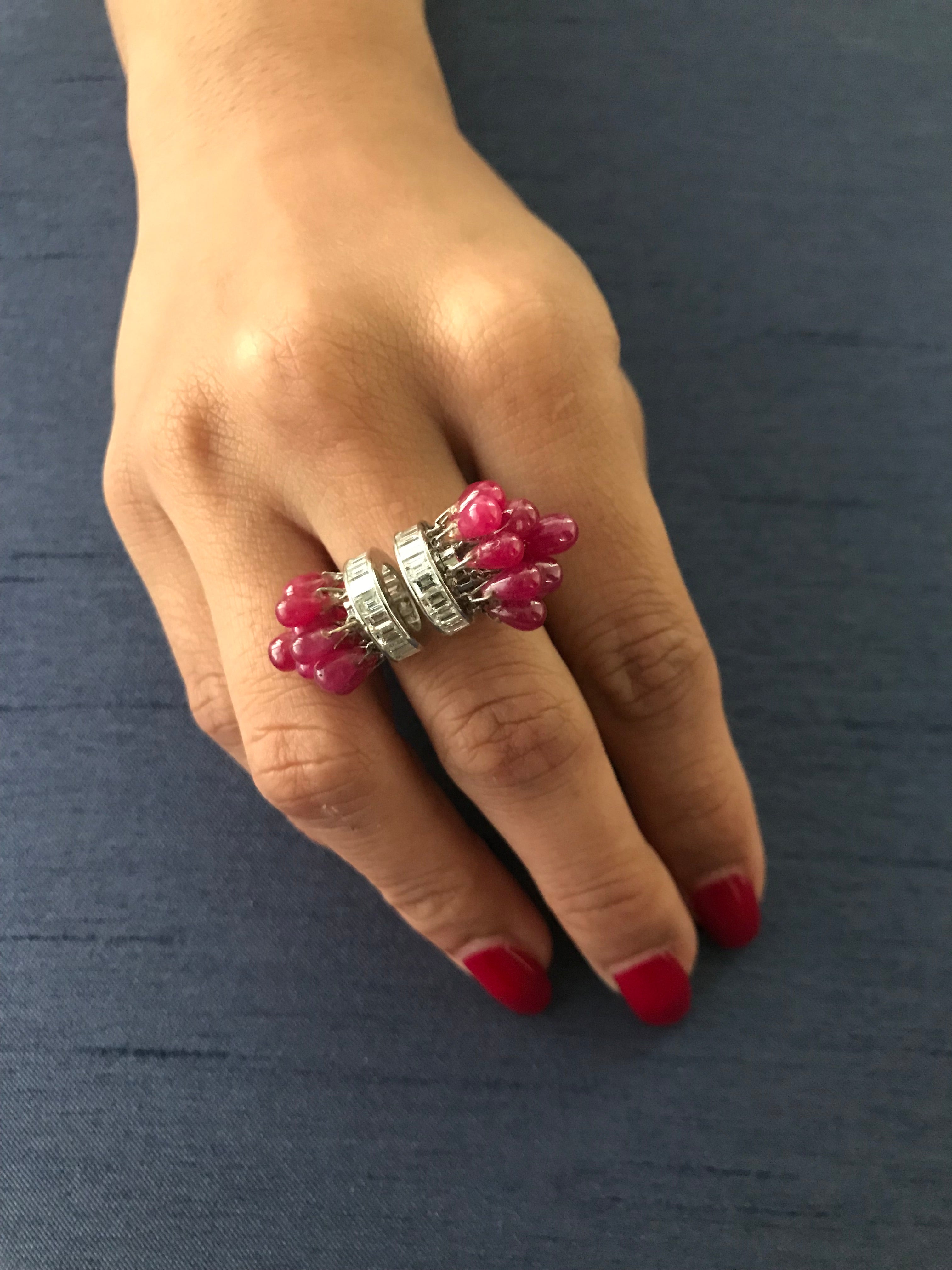 Unique Ruby & Diamond Cocktail Ring