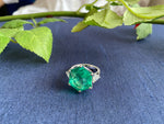 Load image into Gallery viewer, Hexagon Colombian Emerald and Diamond Ring
