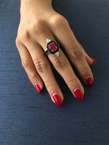 Ruby & Black Enamel Ring