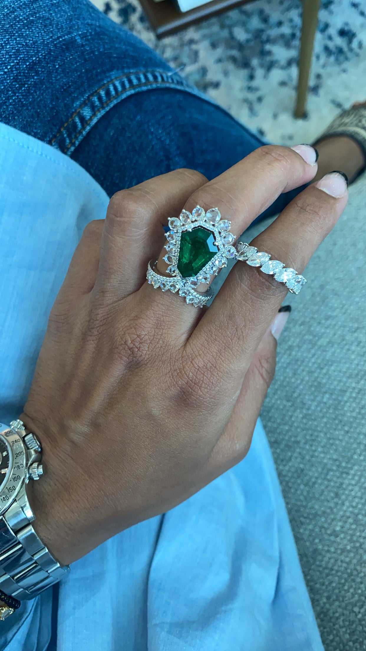 Unique 4.60ct Emerald Kite Cut Ring