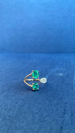 Load image into Gallery viewer, Three Stone Diamond &amp; Emerald Ring
