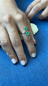 Three Stone Diamond & Emerald Ring