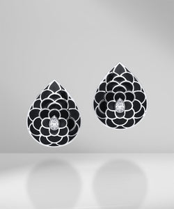 Design Enamel Earrings with Pear Diamonds
