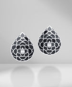 Load image into Gallery viewer, Design Enamel Earrings with Pear Diamonds
