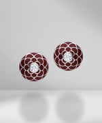 Load image into Gallery viewer, Design Enamel Earrings with Round Diamonds
