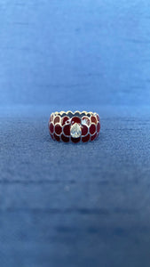 Design Enamel Rings with Pear Diamonds