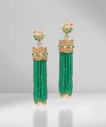Load image into Gallery viewer, Unique Gold Earring with Emerald Beads and Diamonds
