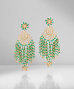 Load image into Gallery viewer, Gold Lace &amp; Emerald Bead Earrings
