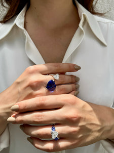 Tanzanite and diamond heart ring