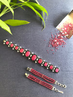 Load image into Gallery viewer, Ruby &amp; Diamond Bracelet with Black Enamel (Convertible to Choker)
