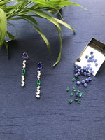 Load image into Gallery viewer, Stunning Tanzanite, Emerald, and Diamond Earrings
