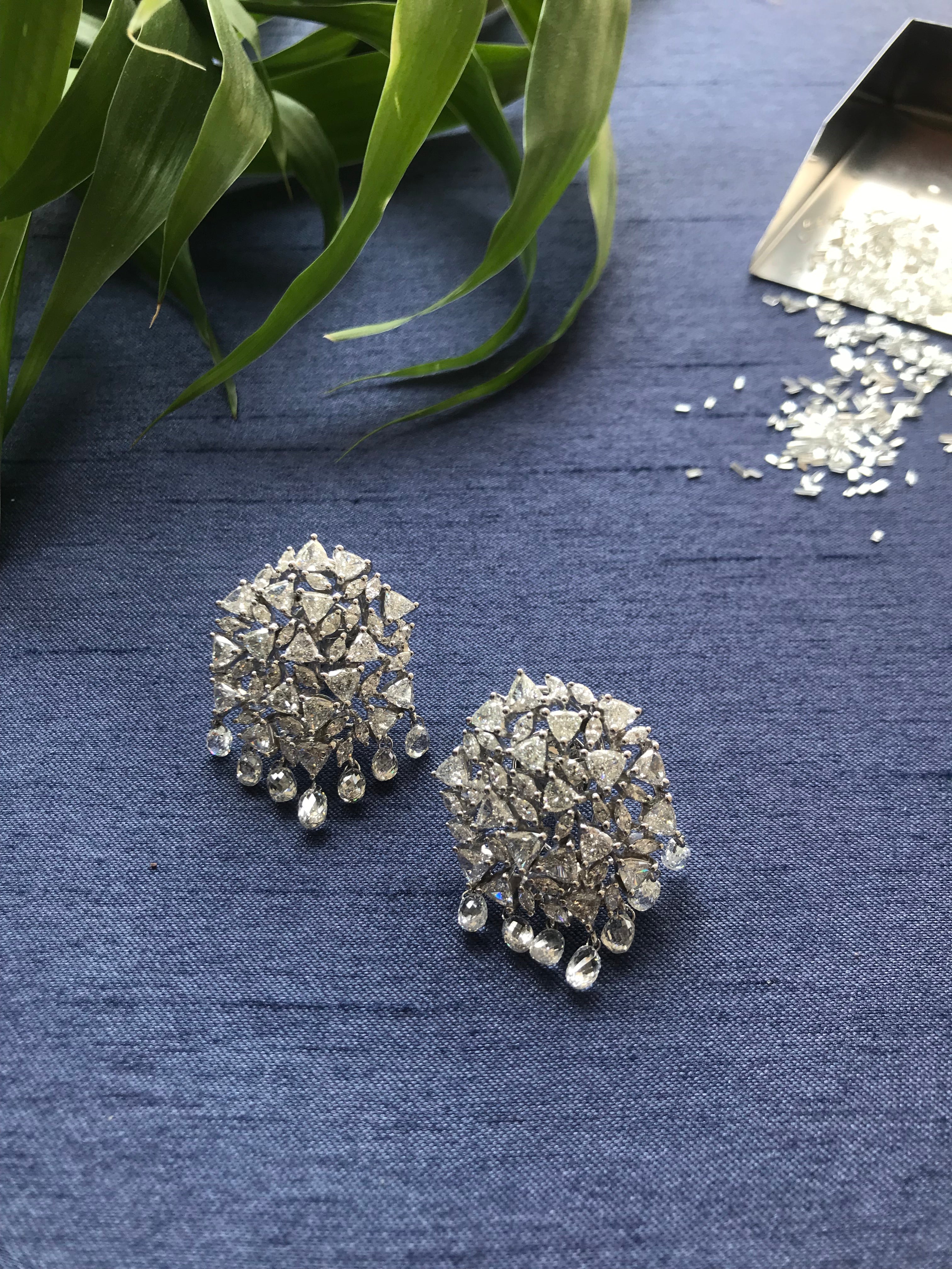 Modern Earrings with Diamond Drops