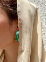 Load image into Gallery viewer, Emerald hoop earrings
