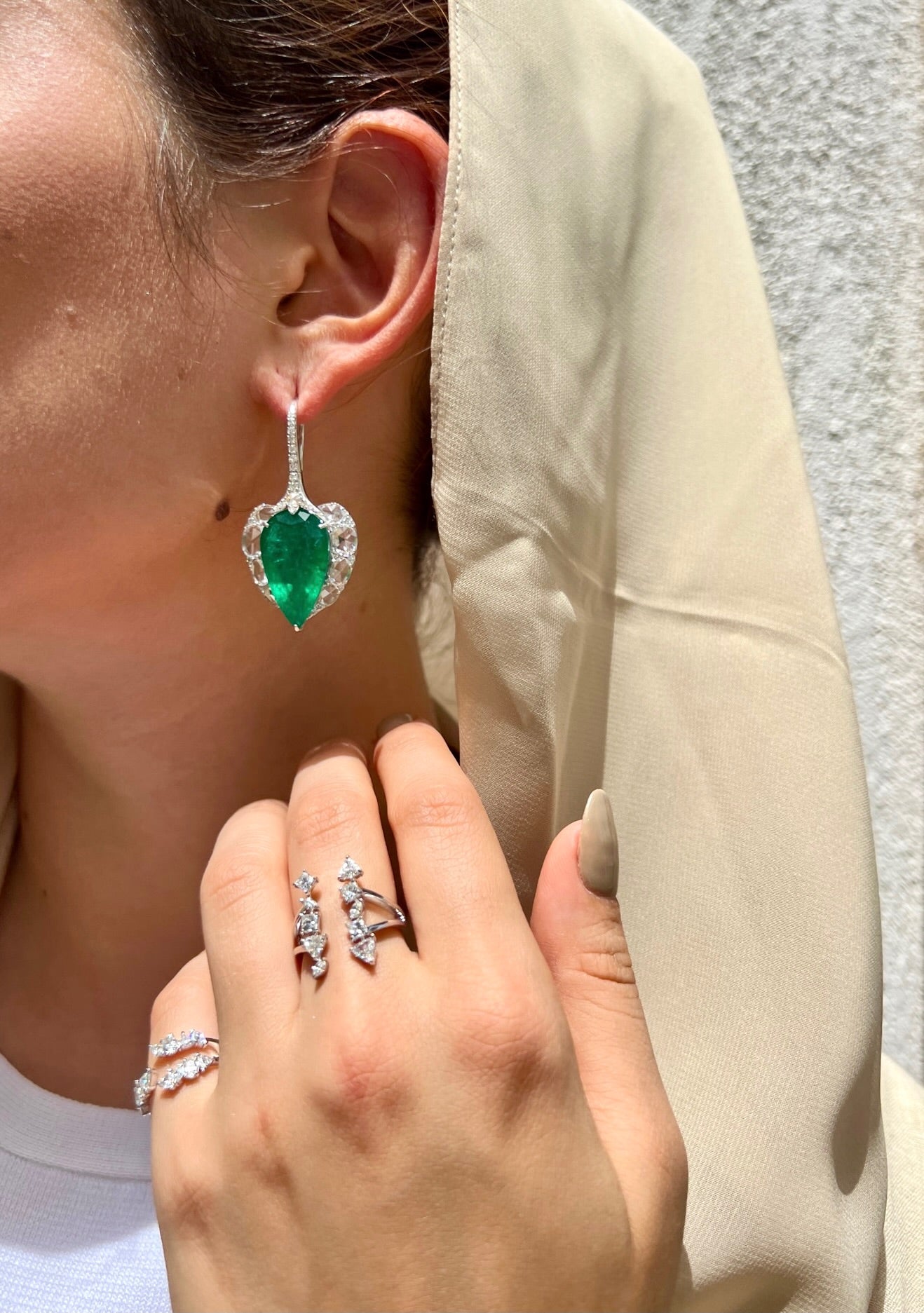 Round Rosecut and Emerald Earrings